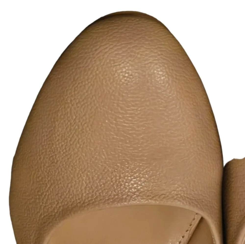 HALSTON PARIS Beige Pebbled Leather Block Heel PUMPS Heels Size 10‎